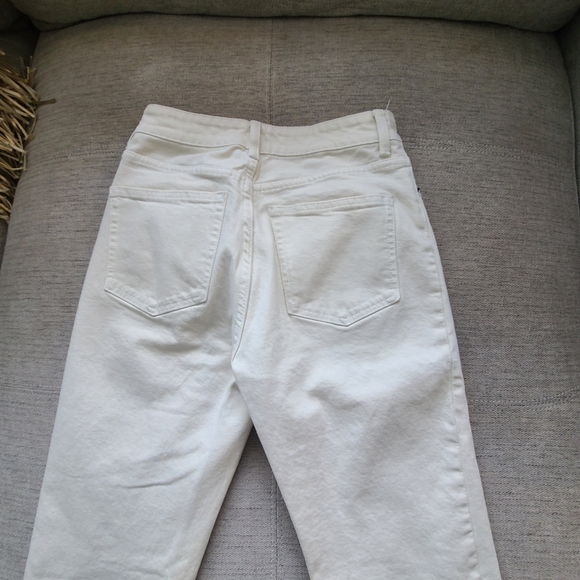 H&M Women’s Straight Leg High Waist, Button-Fly Denim Jeans Off-White Sz 4 - Picture 7 of 8